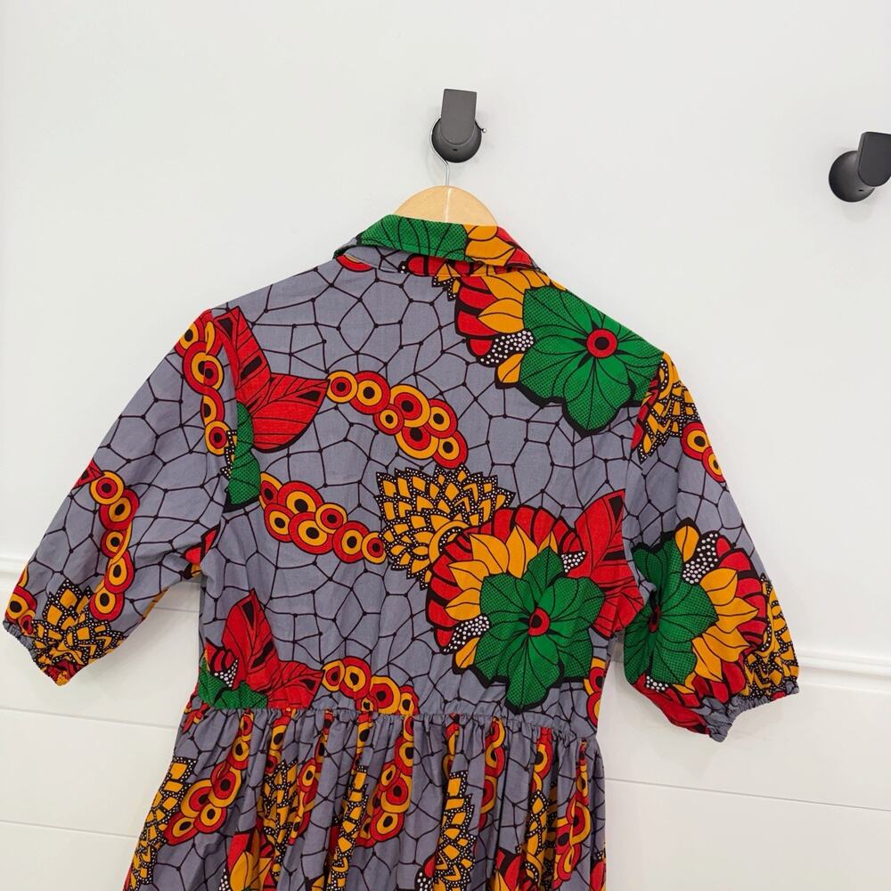 Women’s Mae Otti Colorful African Print Button Up Dress Size L - Picture 6 of 7